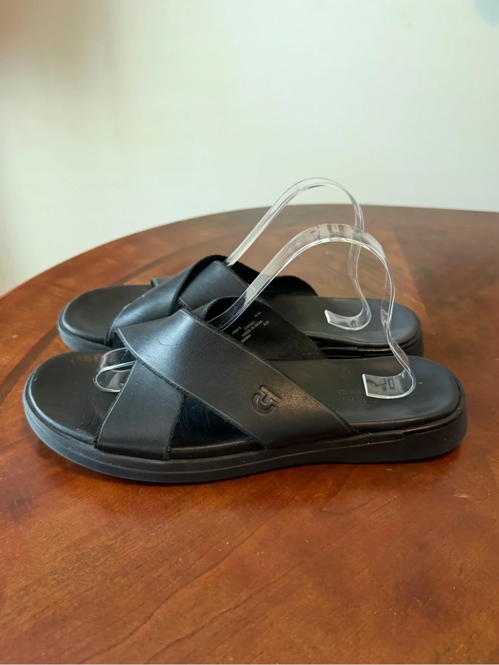 Cole Haan Grand Ambition Black Leather Slides Men’s Size 12 Criss Cross Sandals